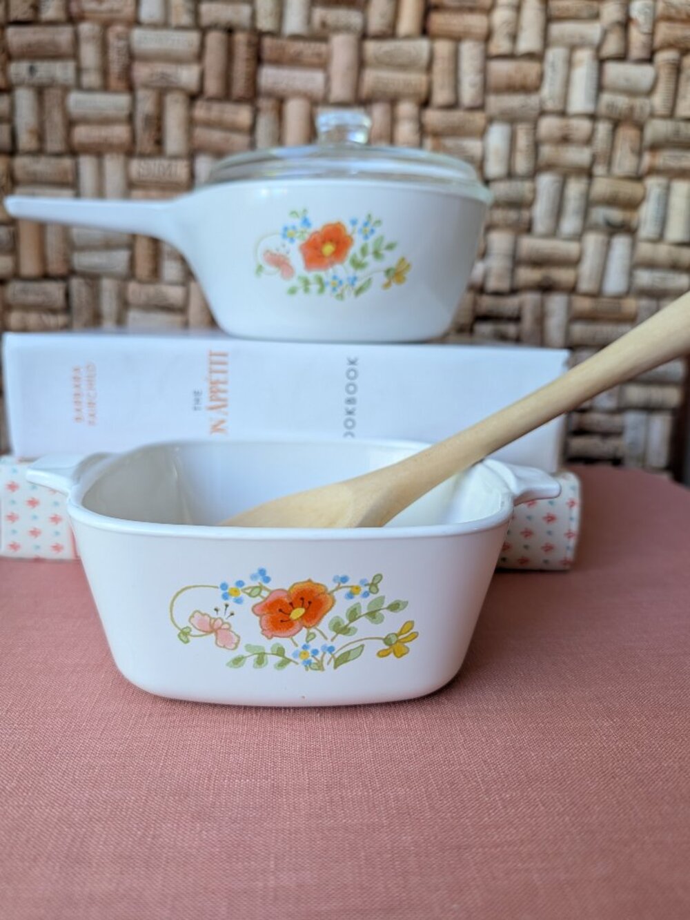 1980s CorningWare Wildflower Pattern P43 & P82 with Lid - Picture 2 of 11